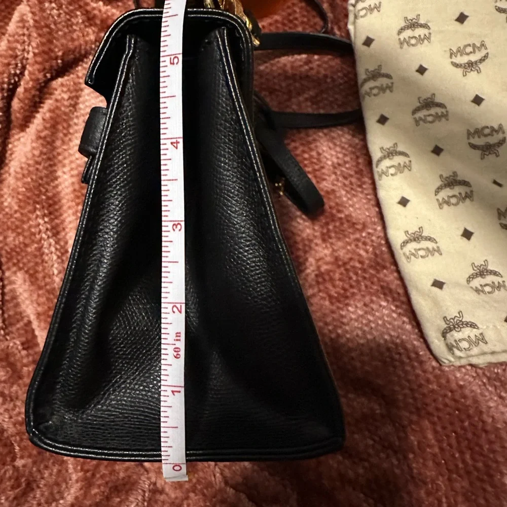 MCM Mini Heritage Satchel | Vintage | Black | Gold | Top Handle | Kelly - Picture 15 of 16